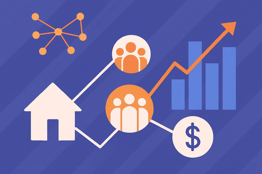 Abstract illustration connecting community, economy and data trends