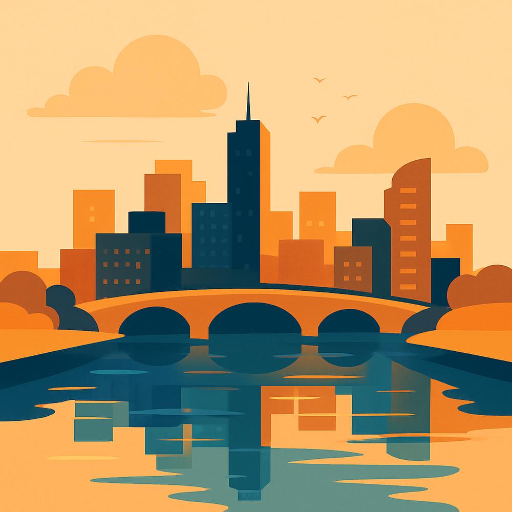 Abstract illustration of an urban skyline representing Birmingham